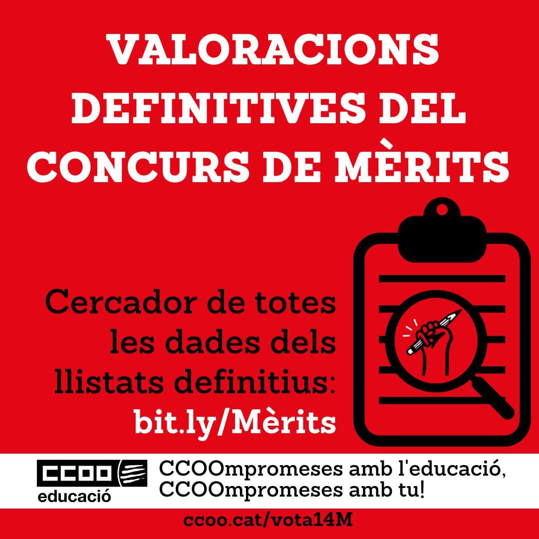 Finalment es publica la resolució de les puntuacions definitives del concurs de mèrits en Catalunya