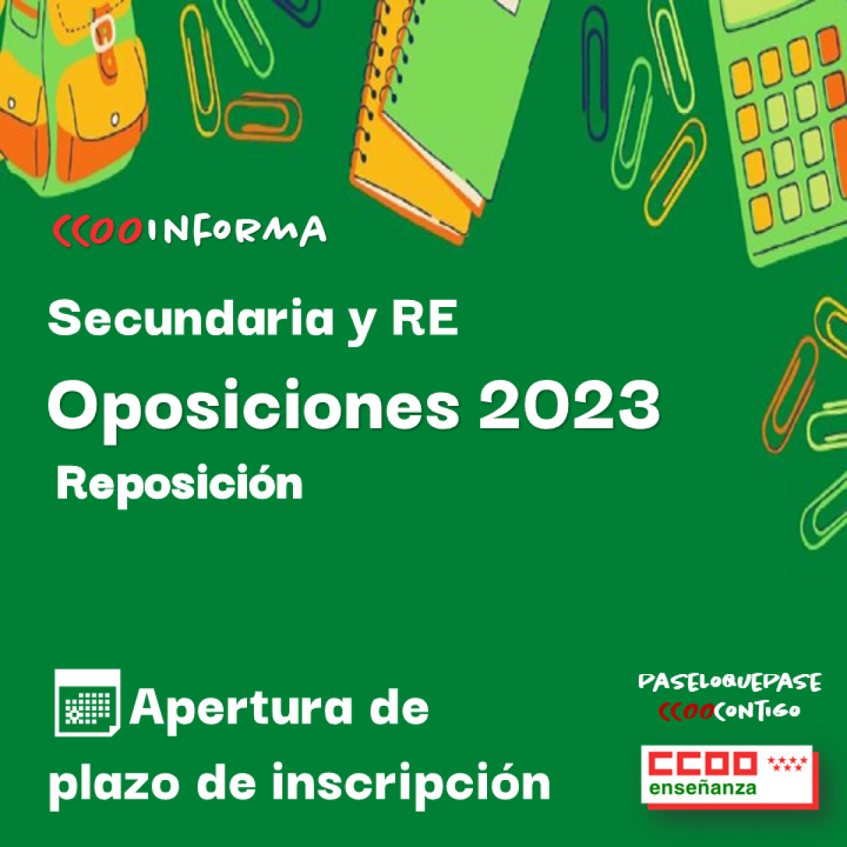 Madrid: apertura del plazo de presentación de solicitudes para participar en los procesos selectivos en Secundaria y Régimen especial (Reposición).